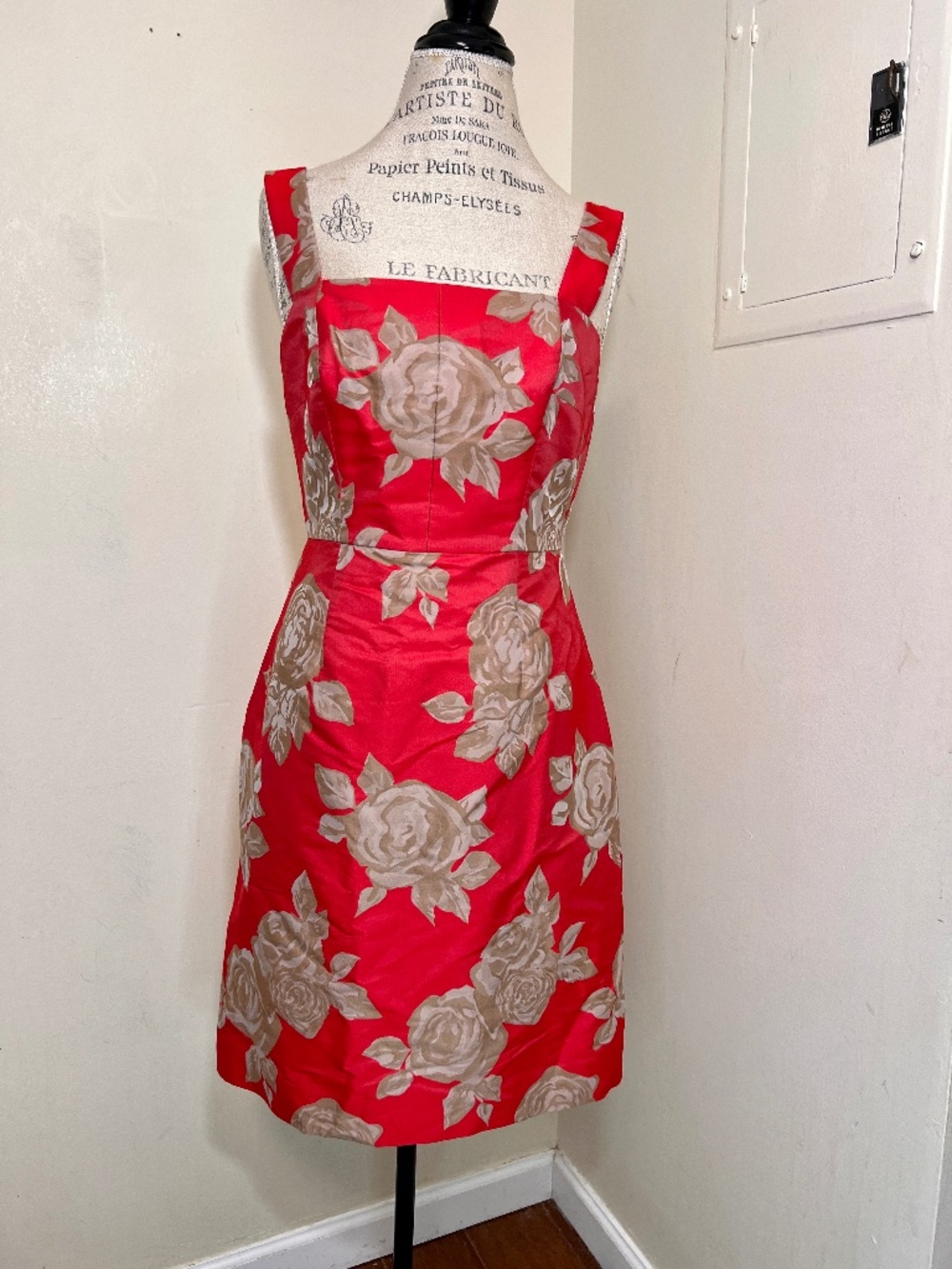 NEW J Crew Collection Hailey Desert Rose Cocktail Dress Sheath Red Beige Size 8